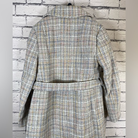 Karl Lagerfeld Tweed Belted Long Coat size Large - Picture 4 of 14